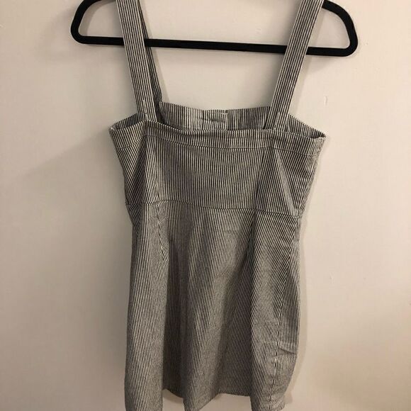 Hollister Adjustable Striped Button Down Dress Overalls White Blue ~ Size Small - Picture 5 of 9
